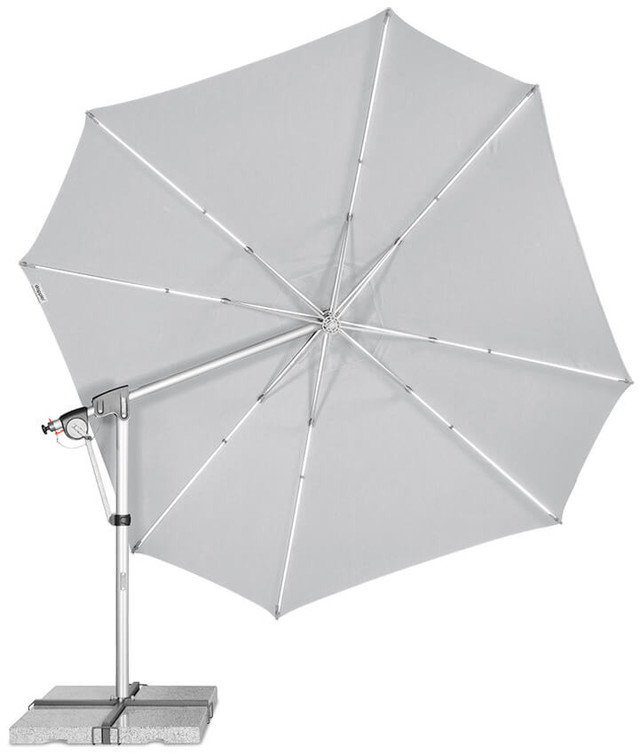 Велика садова парасолька Doppler Protect 400 P світло-сіра