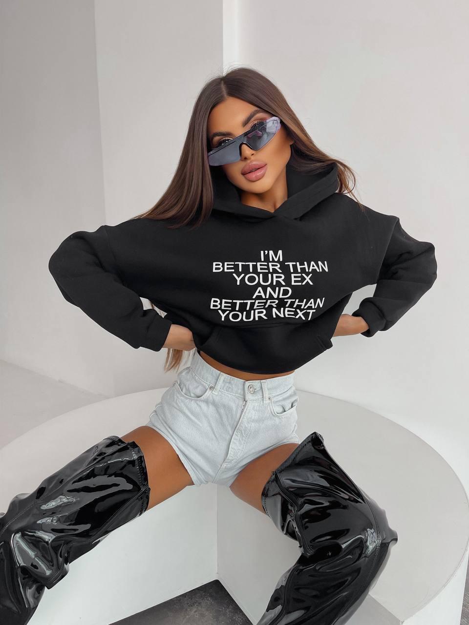 Стильні худі на флісі з надписом, фото 1