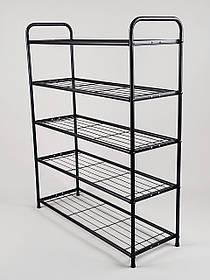 Д 52*Ш 30*В 51  см. Полиця металева для взуття чорного кольору на 3 яруси.