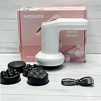 Масажер ручний акумуляторний Replicates Shiatsu Massager YX-720 для тіла з насадками антицелюлітний Білий
