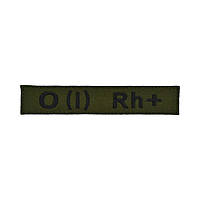 Нашивка група крові 0(I) Rh+ фон олива