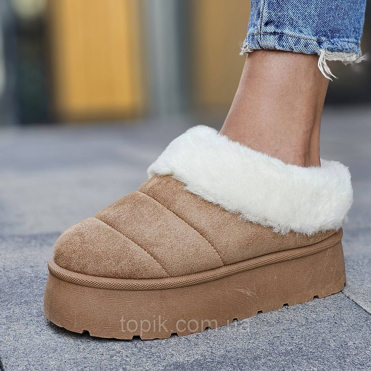 Уггі жіночі короткі  руді уги на платформі рижі (Код: 3451)