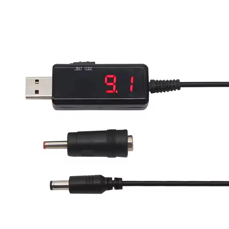 Кабель для живлення wi-fi роутера 9v 12v USB від повербанка з екраном, Шнур для роутера спідниця вай фай tp link, фото 1