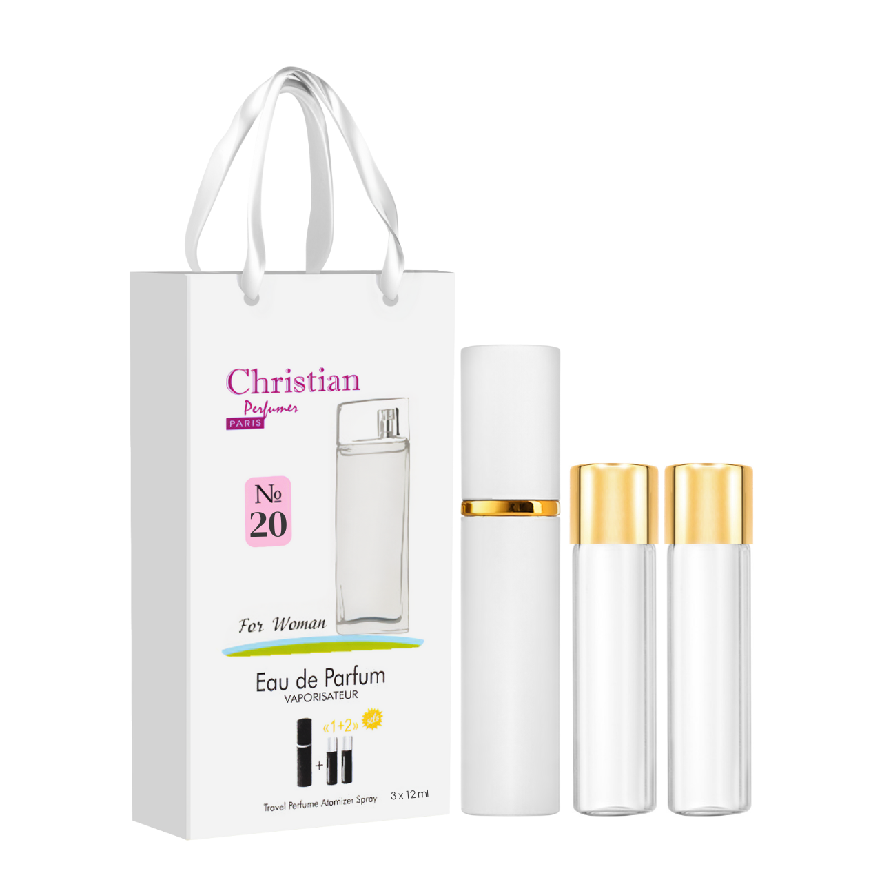 Парфуми жіночі Christian «L'Eau par Kenzo» № 20 подарункові з атомайзером 3 шт по 12 мл, фото 1