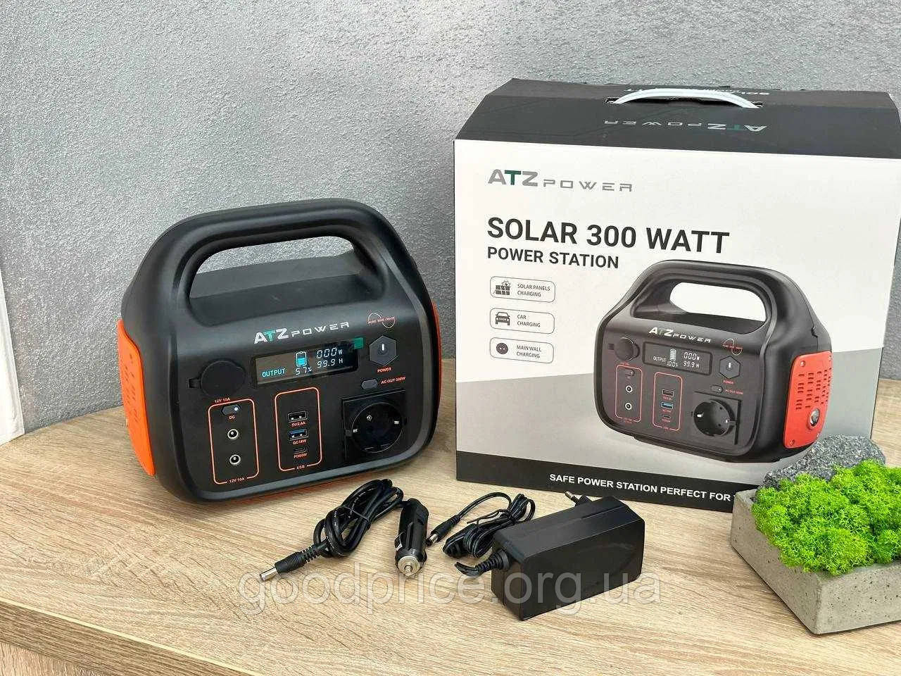 Портативна зарядна станція повербанк ATZ Power 300 Вт (296 Вт г) для дому, кемпінгу