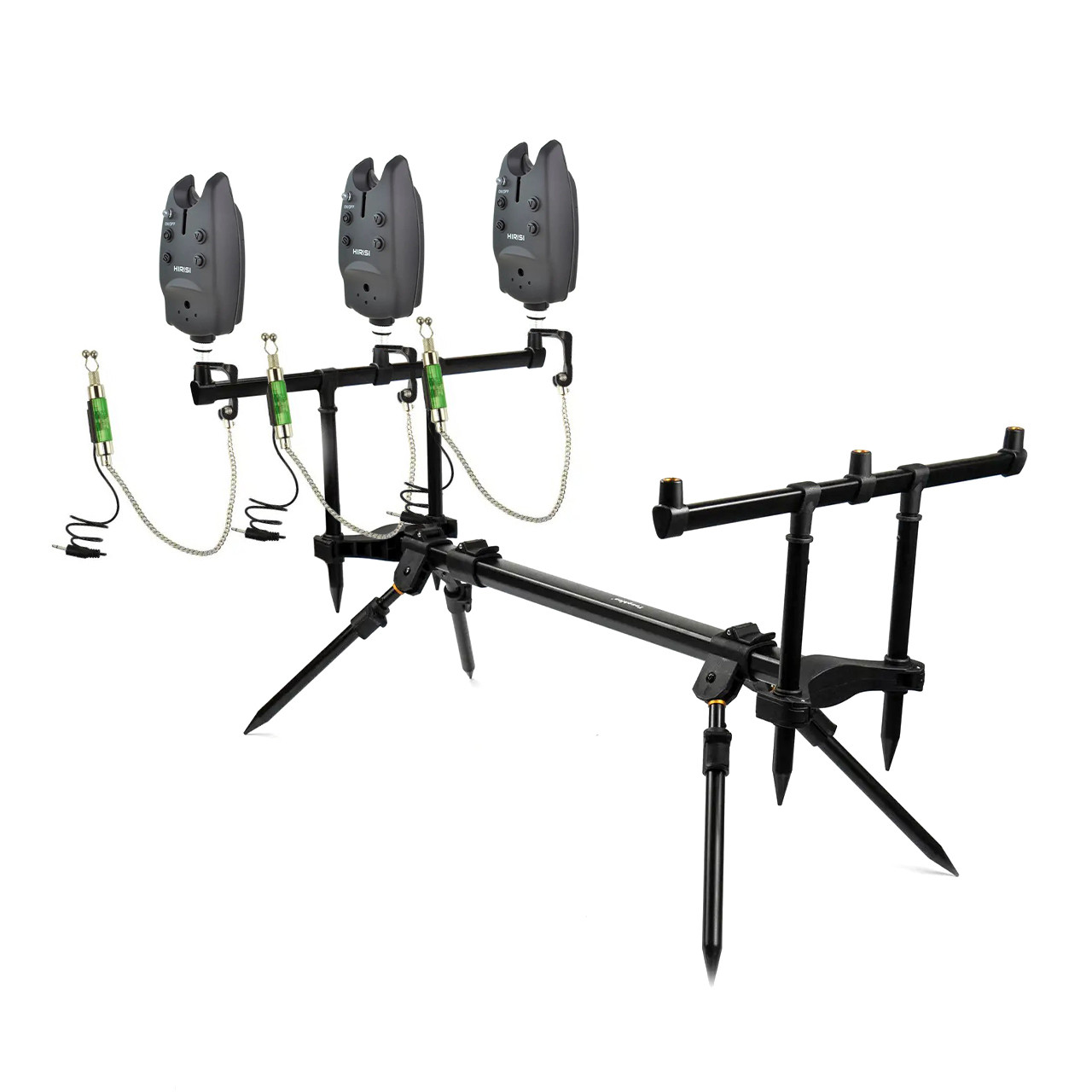 Набір Род Под Toughlon Fishing SBNF на 3 вудилища Carp Rod Pod з сигналізаторами Hirisi B112B та свінгерами