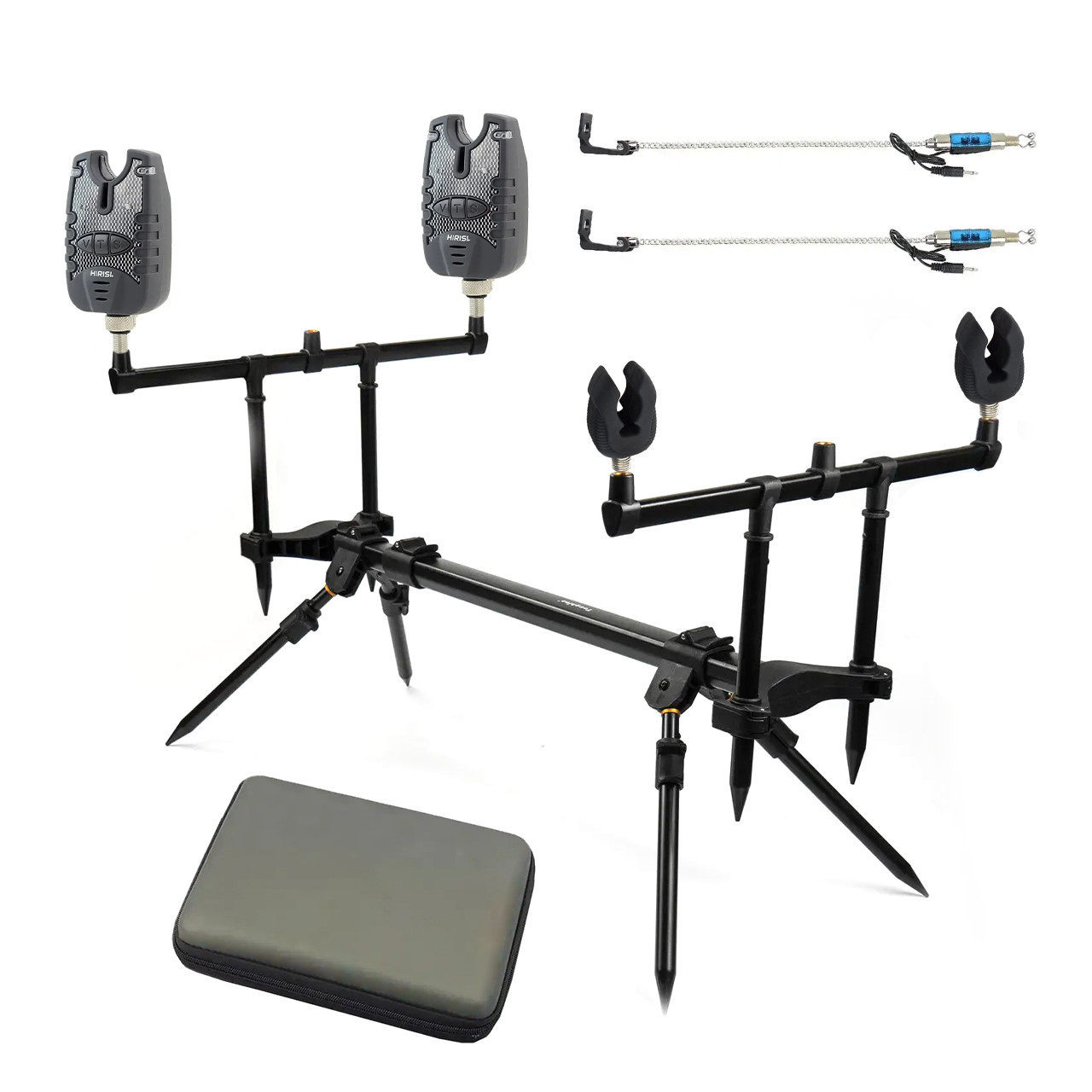 Набір Род Под Toughlon Fishing SBNF на 3 вудилища Carp Rod Pod з сигналізаторами Hirisi B1137 в кейсі