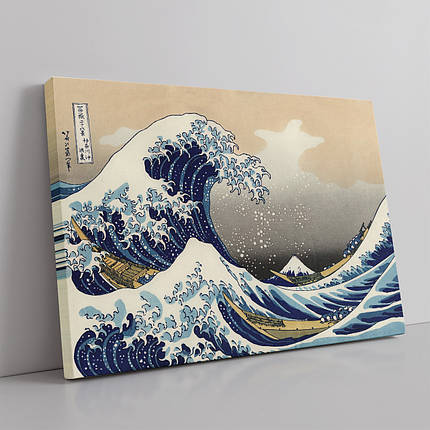 Картина на полотні "Хокусай, Велика хвиля в Канаґаві, Hokusai, Great Wave off Kanagawa", 41×60см, фото 1