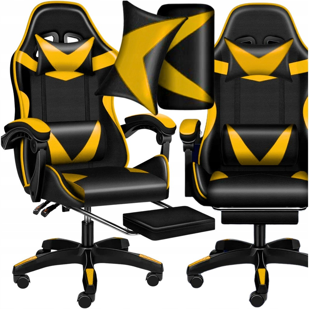 Крісло геймерське PLAYER з підставкою для ніг і масажем Black/Yellow (100015), фото 1