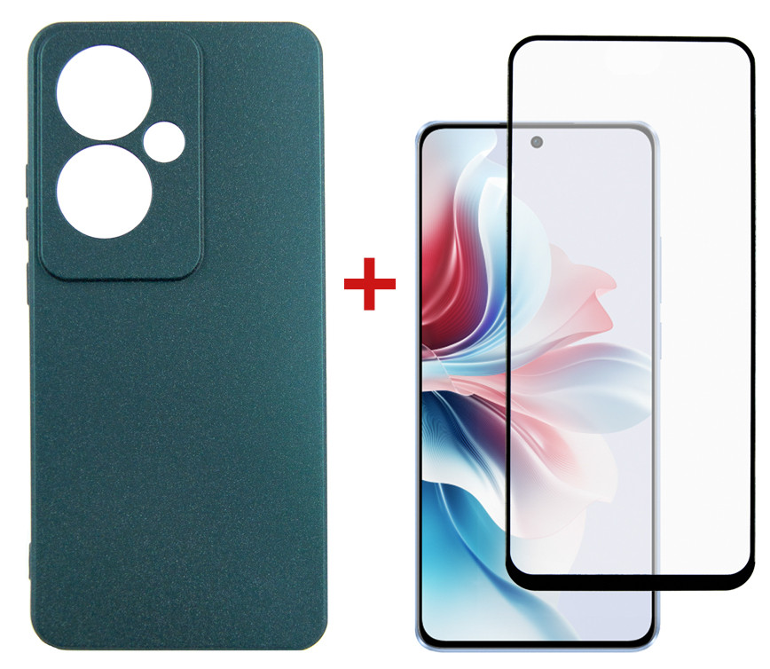 Чохол-накладка Dengos для Oppo Reno 11F Green (DG-KM-96) + захисне скло, фото 1