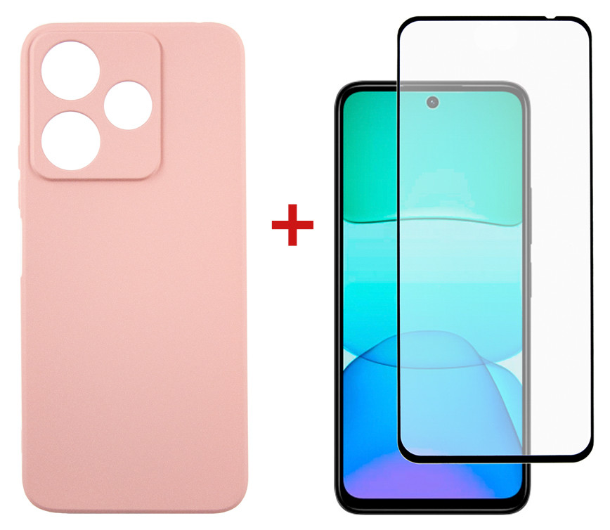 Чохол-накладка Dengos для Xiaomi Redmi 13 4G Pink (DG-KM-99) + захисне скло, фото 1