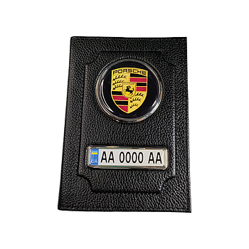 Обкладинка для автодокументів Porsche з натуральної шкіри