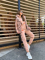 Жіночий костюм трійка на флісі. Кольори: білий, чорний, беж. Розміри: 42-44; 46-48; 50-52.