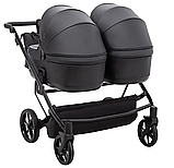 Коляска 2 в 1 для двійнят Adamex Leo Duo Eco SA-2 чорна, фото 4