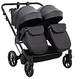 Коляска 2 в 1 для двійнят Adamex Leo Duo Eco SA-2 чорна, фото 5