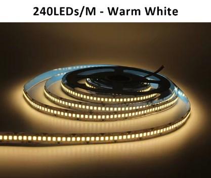 Світлодіодна LED стрічка гнучка 12V 5.76W/m 2835 240Led/m 2000-2400LM/M теплий білий warm white 3000K 5 метрів економна LED Стрічк