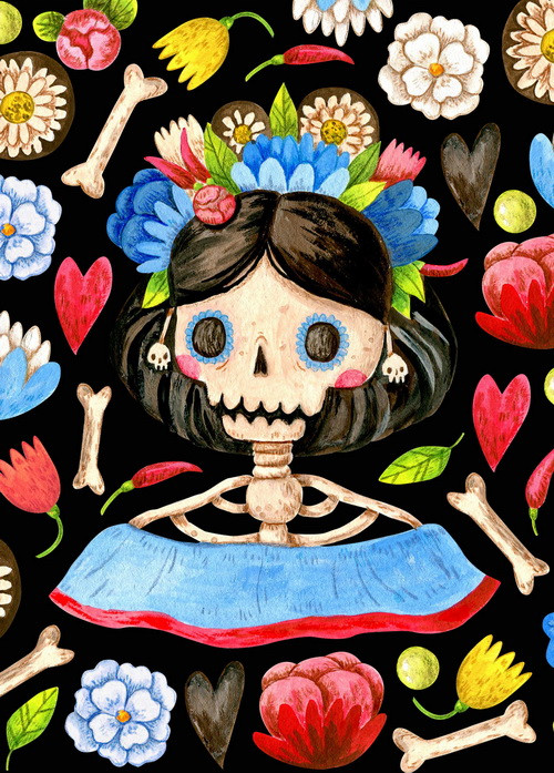 Листівка "Santa Muerte на чорному"