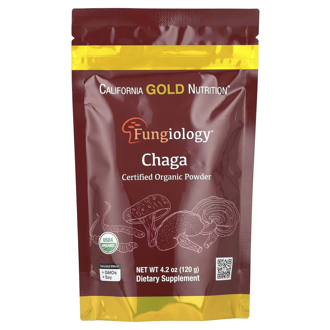 Гриб-чага California Gold Nutrition Fungiolody Chaga 120 г (60 порц.)
