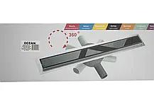 Трап душовий OCEAN-(4) із нержавіючої сталі 70*700мм Glass Black, фото 5