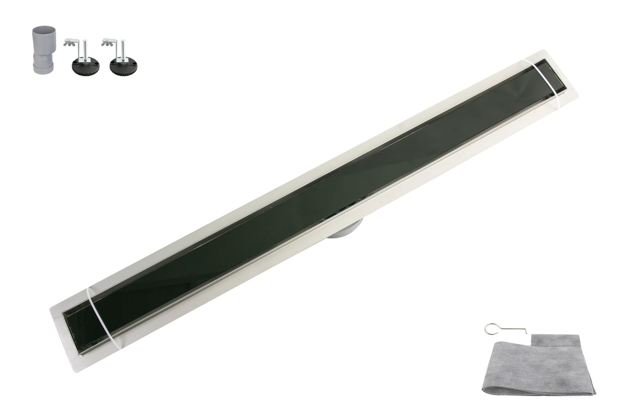 Трап душовий OCEAN-(4) із нержавіючої сталі 70*800мм Glass Black