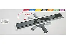 Трап душовий OCEAN-4 із нержавіючої сталі 70*900мм Glass Black, фото 5