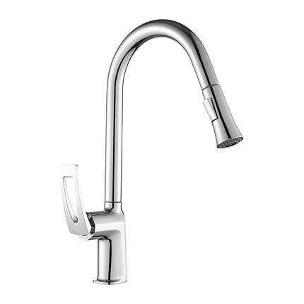 Змішувач для кухні з висувним виливом MONE Deluxe KINGDOM 7381381C Chrome, фото 1