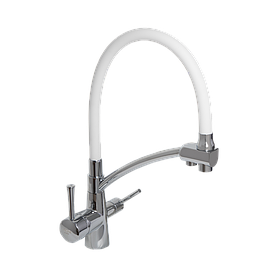 Змішувач для кухні з функцією підключення фільтра та з гнучким виливом MONE Deluxe XY6607-3 WHITE