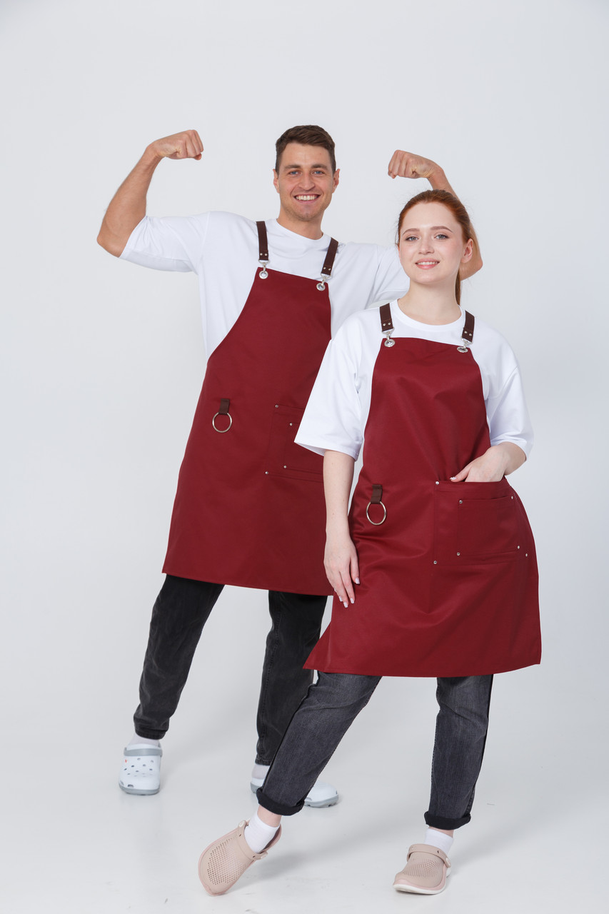 Фартух для кухаря, продавця, офіціанта Тренд бордо