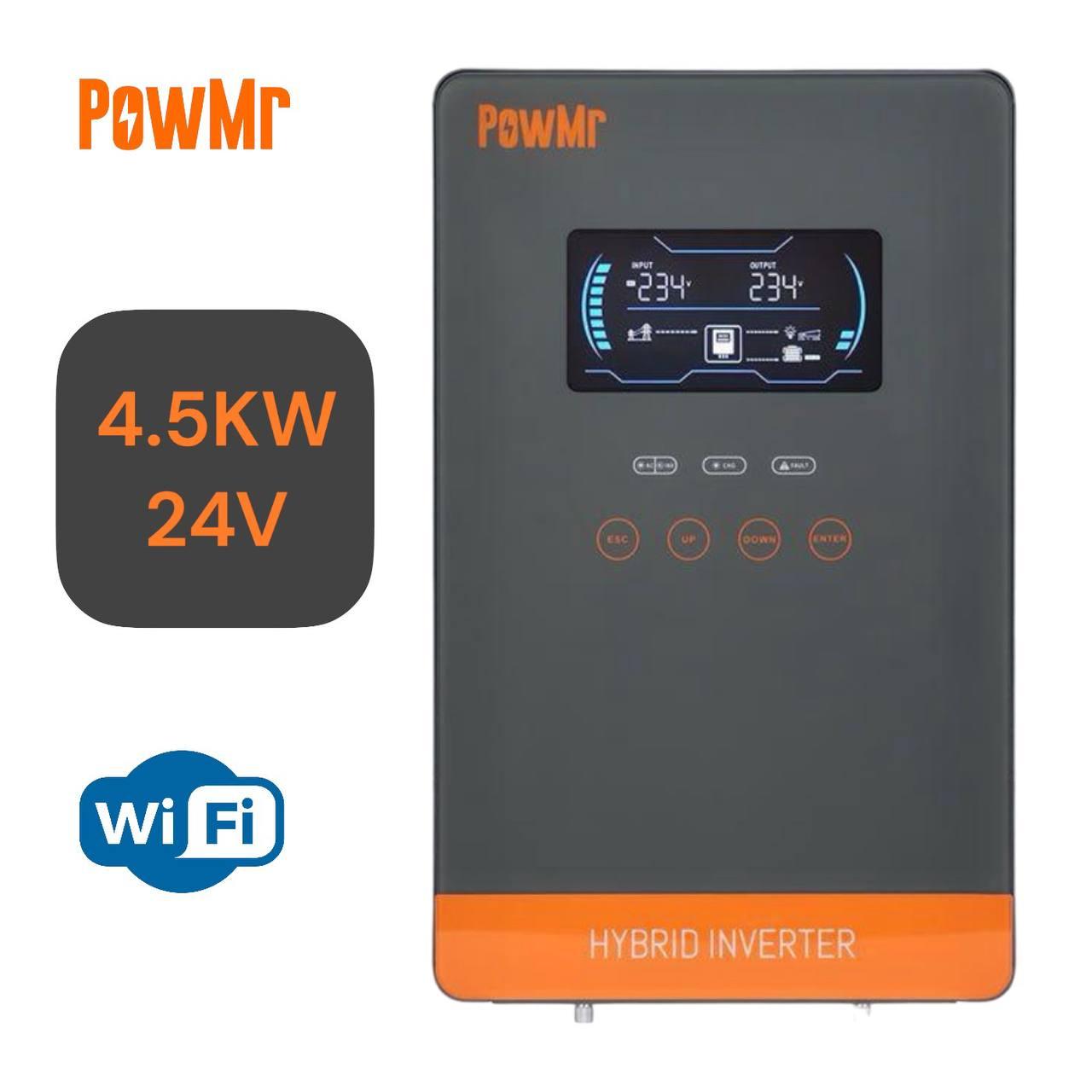 Гібридний інвертор Powmr POW-HVM4.5K-24V-P +Wi-Fi, фото 1