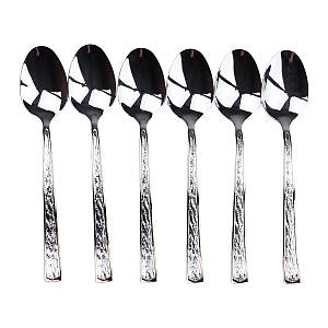 Набір столових ложок з фактурою 6 шт нержавіюча сталь гальванічне покриття гальванічне покриття хром із золотом