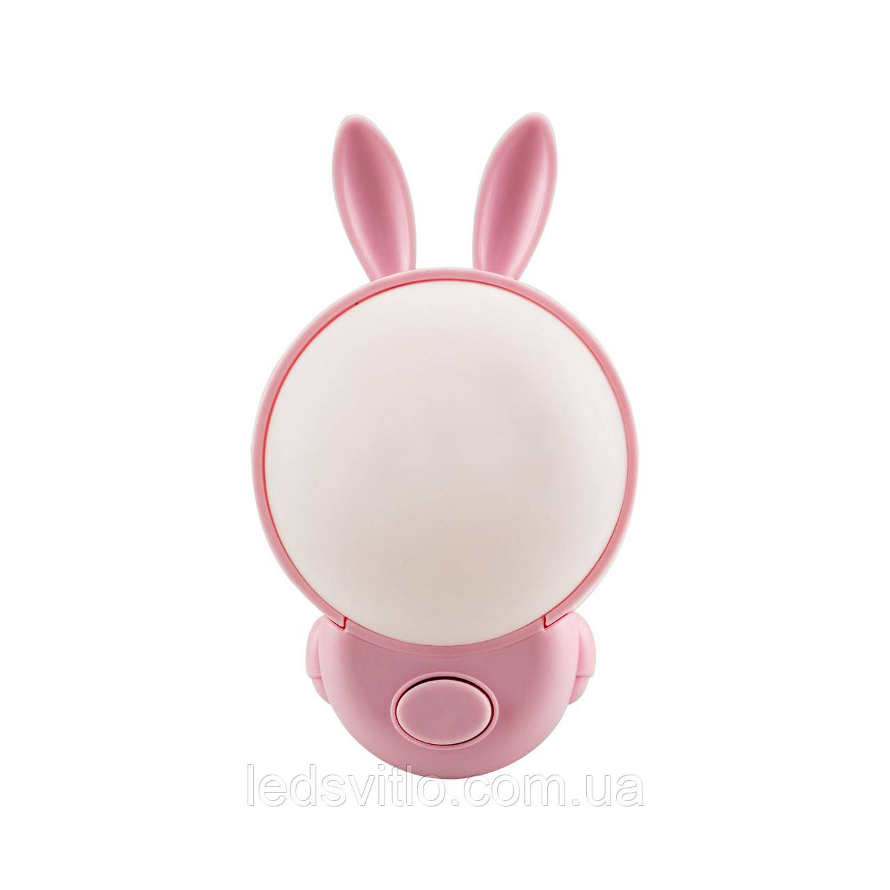 Світильник нічник в розетку LED BUNNY 2CCT 1W 30Lm 220V рожевий з вимикачам