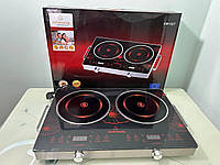 Компактна двокомфоркова електроплита настільна побутова, електро плити настільні 4000W