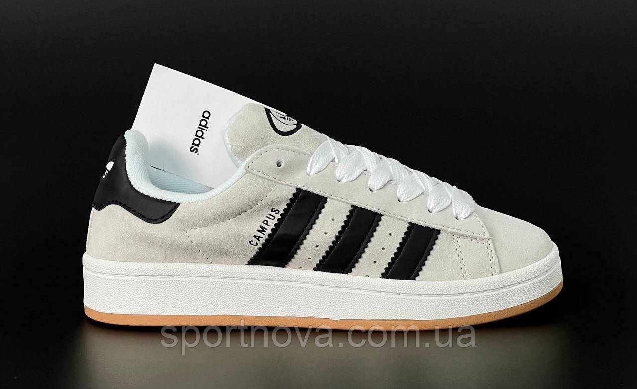 Жіночі кросівки демісезон Adidas Campus замша бежеві з чорним р37.39.40.41