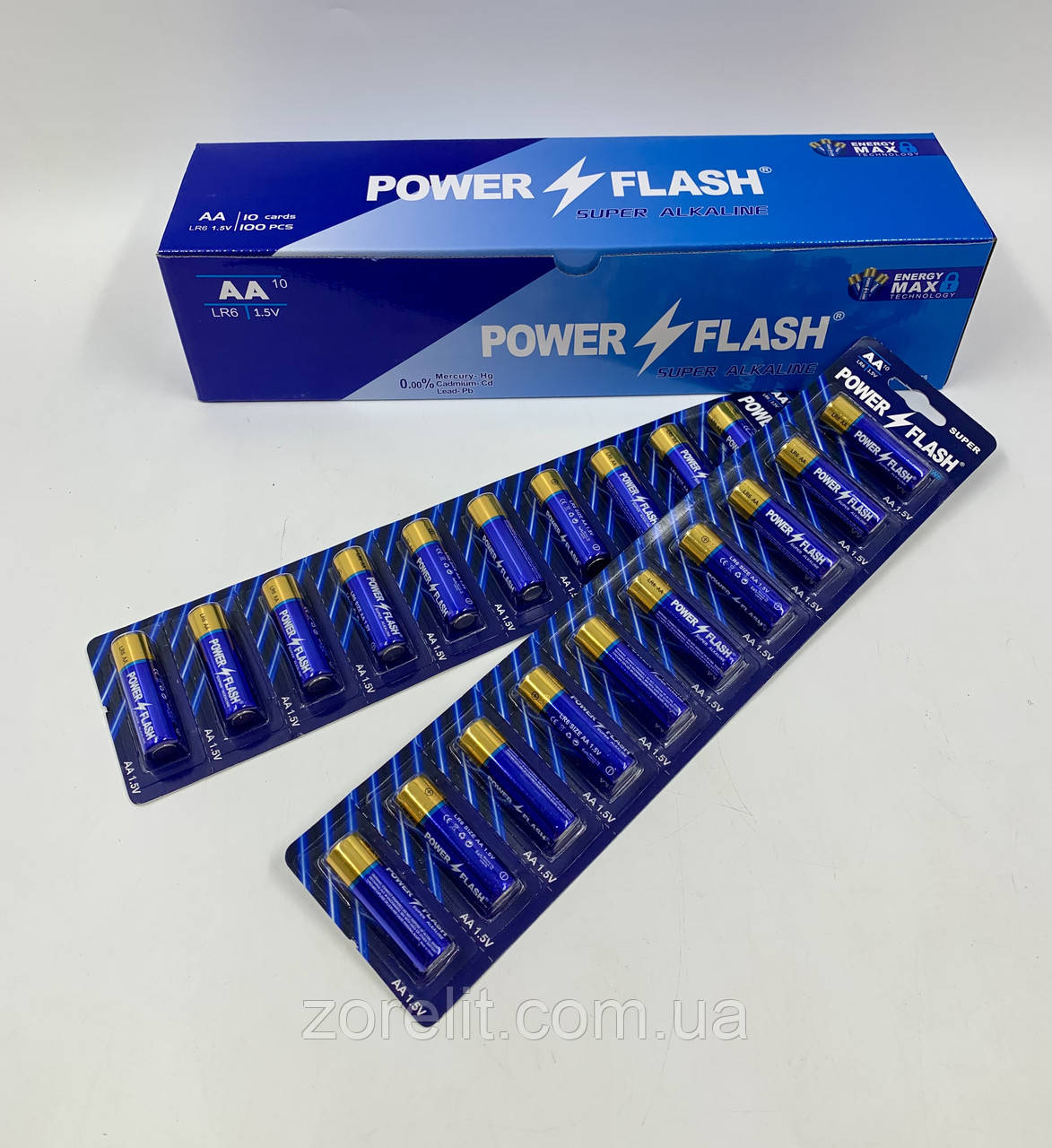 Батарейка Power Flash АА LR6 лужна відривна (10 бат / плакаті) ціна за 1 батарейку