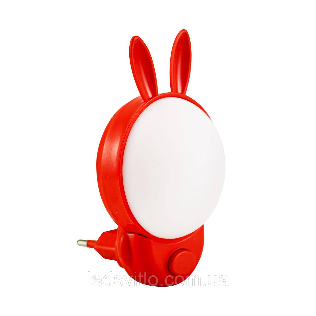 Світильник нічник в розетку LED BUNNY 2CCT 1W 30Lm 220V червоний з вимикачам