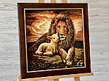 Картина з бурштину " Лев і ягня "40x40 см, фото 4