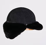 Норкова чоловіча шапка Вушанка з козирком Замша, фото 9