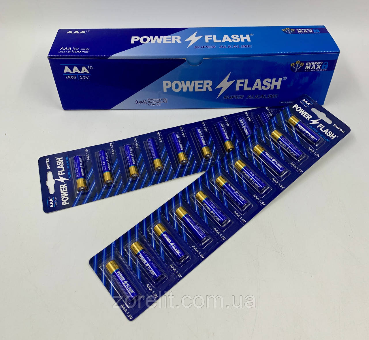 Батарейка Power Flash ААA LR03 лужна відривна (10 бат / плакаті) ціна за 1 батарейку