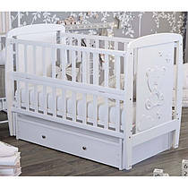 Дитяче ліжечко для новонароджених Умка з маятником відкидною боковиною та шухлядою бук ліжко для немовлят