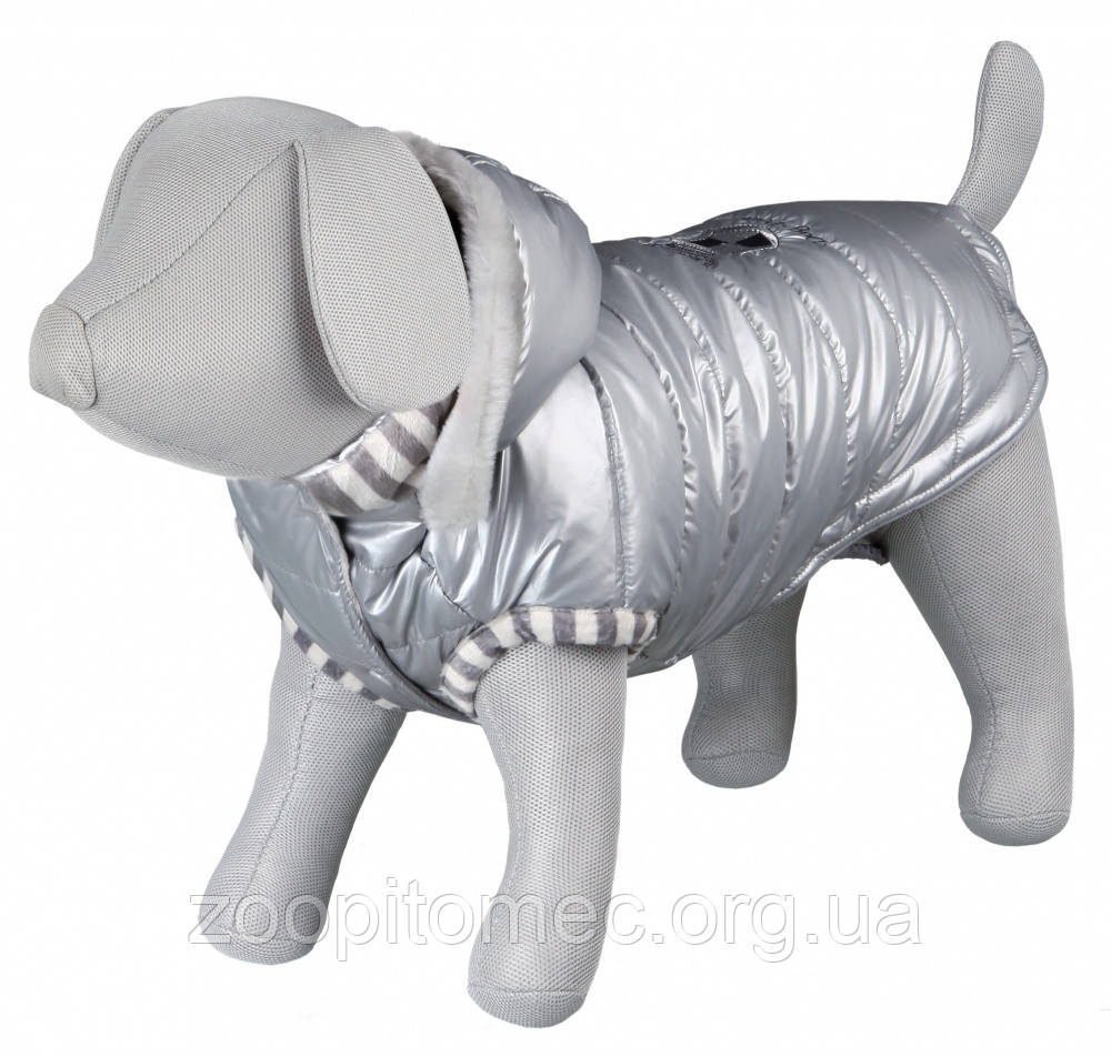 Куртка зимова з капюшоном для собак Trixie Dog Prince срібло 27 см, фото 1
