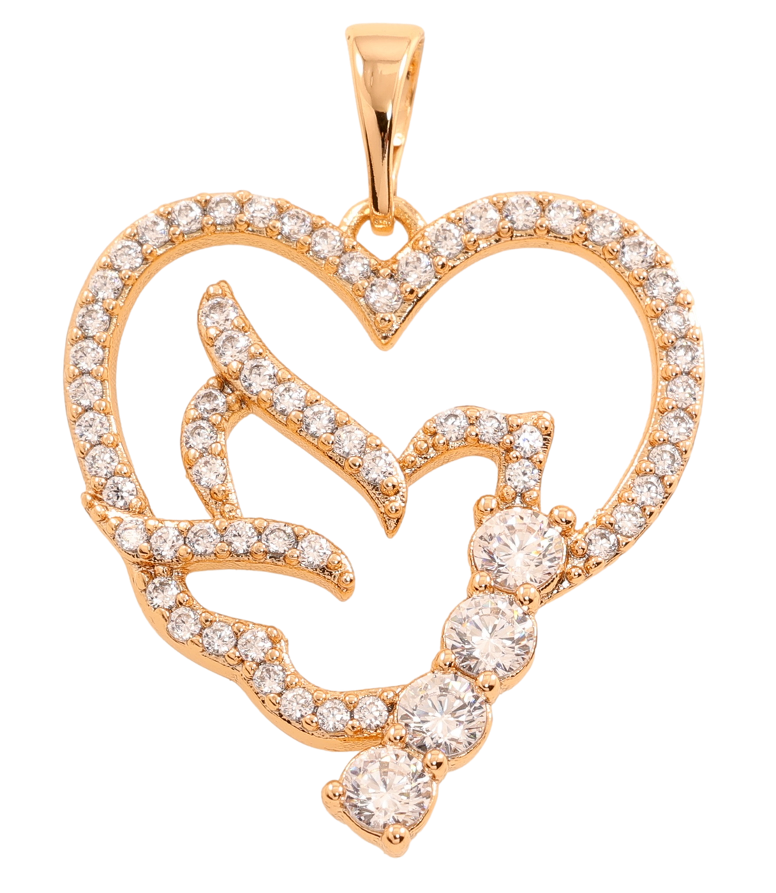 Кулон Xuping Позолота 18K "Серце з птахом" для ланцюжка до 5мм