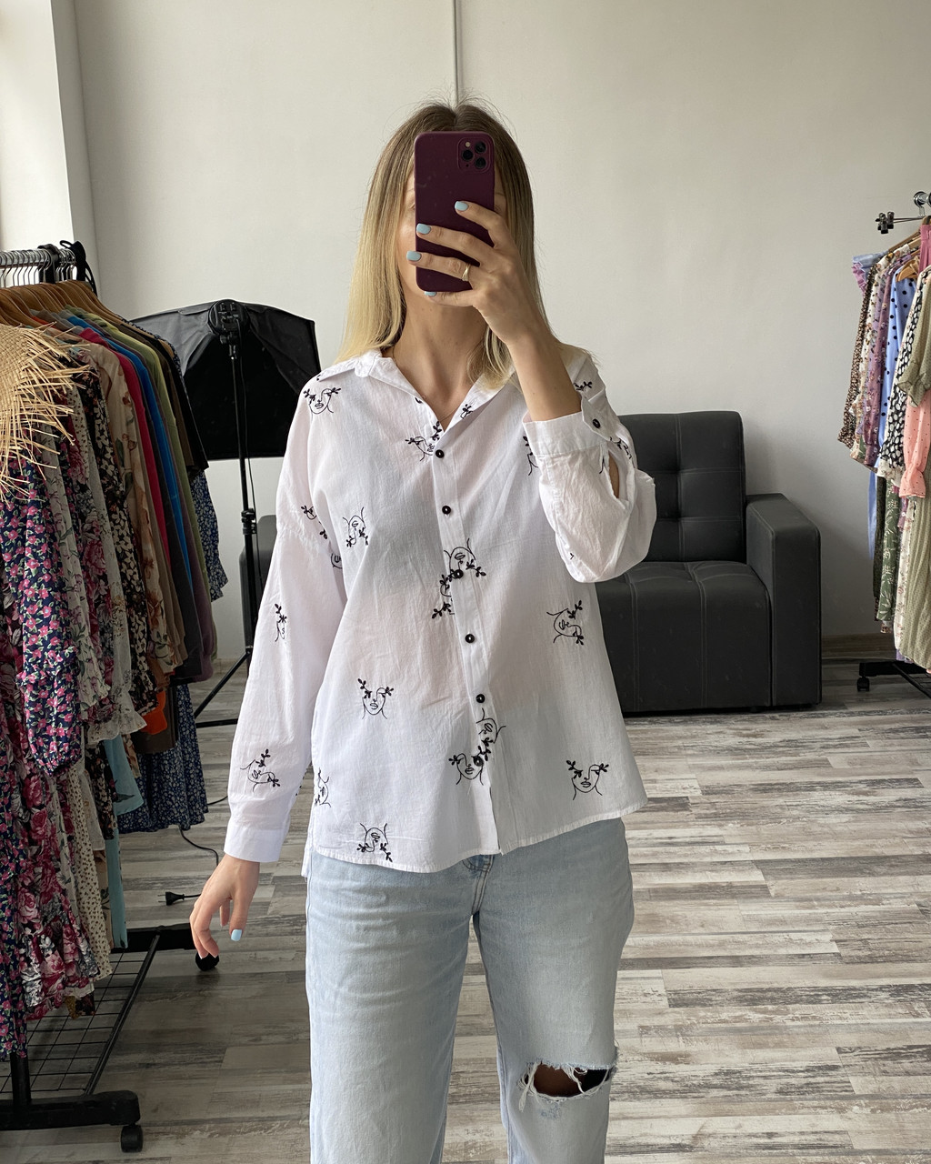 Жіноча сорочка біла з вишивкою, фото 1
