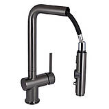 Змішувач для кухні Qtap Rozcesti з висувним виливом з підключенням для питної води QTROZ367GMB45942 Gunmetal Black PVD, фото 3