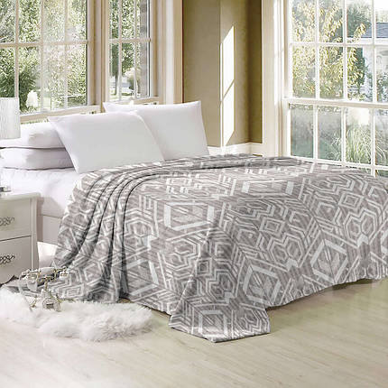 Світло-сіра тканина 220см для постільної білизни Фланель (байка) з орнаментом в етностилі, 100% бавовняна натуральна, у рулоні 50м, фото 1