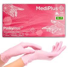 Рукавички нітрилові MediPlus 100 шт рожеві PinkyPlus  розмір S