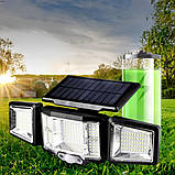 Вуличний потрійний ліхтар із сонячною панеллю JB2188 Solar 136 SMD LED прожектор з датчиком руху та пультом ДУ, фото 2