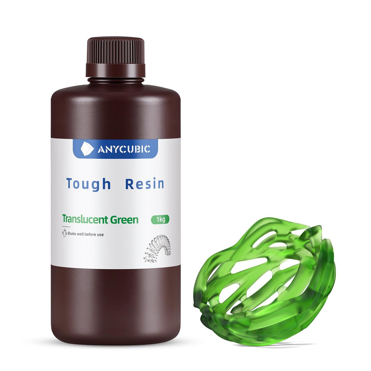 Фотополімерна смола Anycubic Tough Resin Translucent Green (Полупрозорий зелений), 1kg