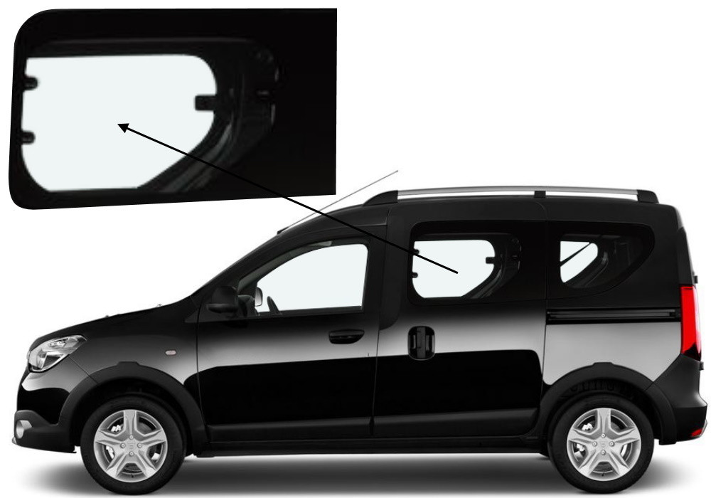Бічне скло Renault Dokker 2012-2021 салону переднє ліве, фото 1