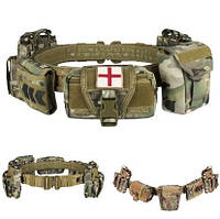 Тактичний пояс-розвантаження з ременем, підсумками, стропами із системою MOLLE РПС YAKEDA мультикам валбелт