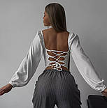 Жіночий кроп із відкритою спиною на зав'язках і рукавами ліхтариками (р.42-46) 31043358, фото 8